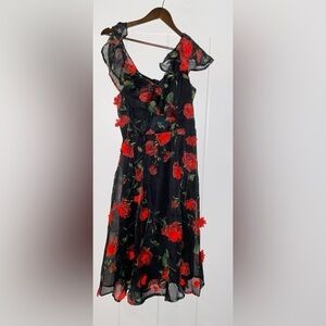 NikiBiki Embroidered Rose Pedal Dress Women‎ L Whimsigoth  Ethereal Dark Romance